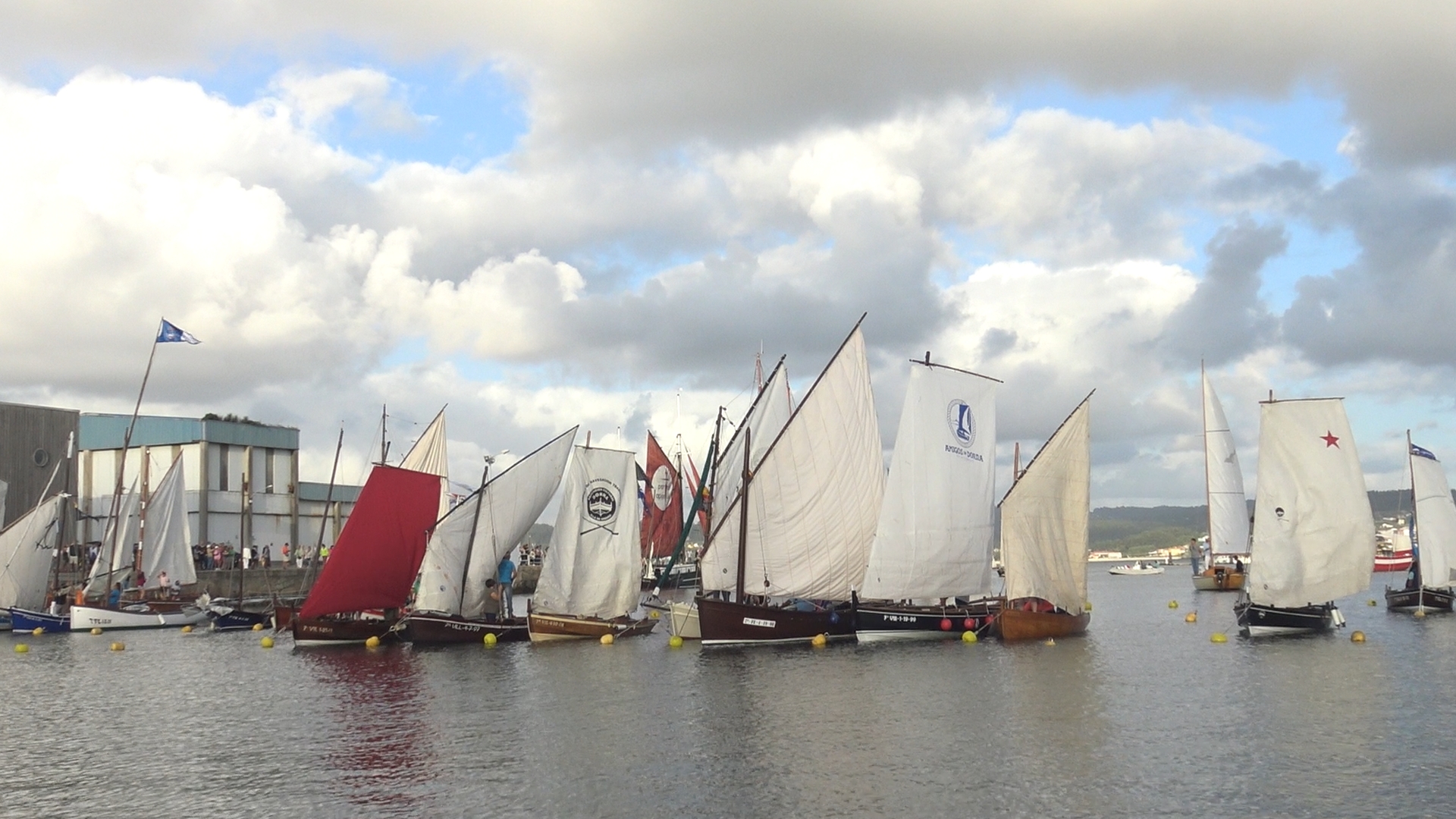Traditional Galician boats gathered during one of the editions of the Encontro de Embarcacións Tradicionais de Galicia, showcasing craftsmanship, sustainable sailing techniques, and the revival of local maritime culture.